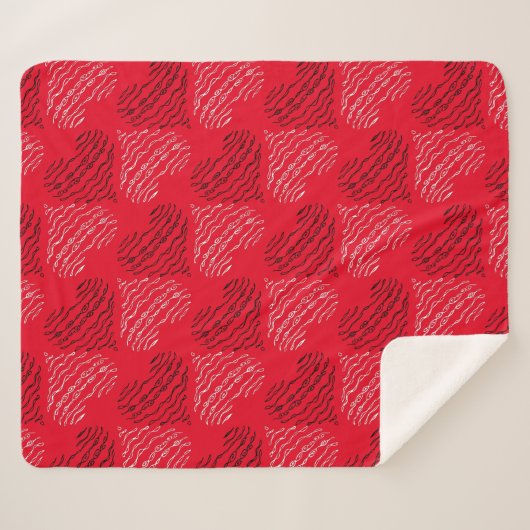 Schwarz-Weiß-Alternativherz-Linien auf Rot Sherpadecke (Vorderseite (Horizontal))