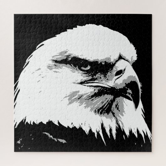 Schwarz-weiß American Bald Eagle Pop Art Puzzle (Vertikal)