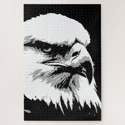 Schwarz-weiß American Bald Eagle Pop Art Puzzle (Vertikal)