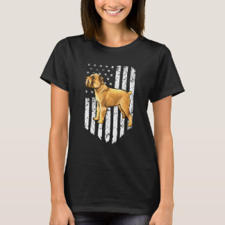 Schwarz Weiß Amerikanische Flagge Brüssel Griffon  T-Shirt