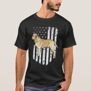Schwarz Weiß Amerikanische Flagge Labrador Retriev T-Shirt