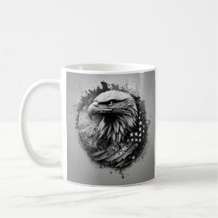 Schwarz-weiß-amerikanische Flagge Weißkopfseeadler Kaffeetasse