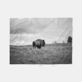 Schwarz-Weiß-Amerikanisches Bison Stehend Klein Fleecedecke (Vorderseite (Horizontal))