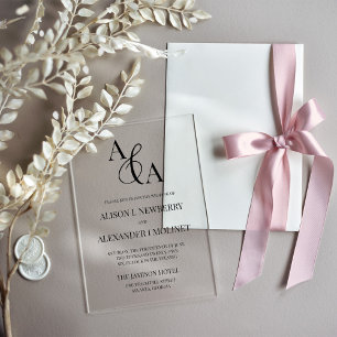 Schwarz-Weiß-Ampere und Moderne Hochzeitseinladung Acryleinladungen