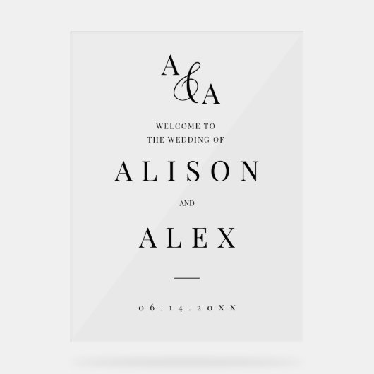 Schwarz-Weiß-Ampere und Moderne Hochzeitseinladung Acrylschild (Vorderseite)