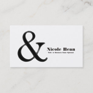 Schwarz-Weiß-Ampersand Chic Moderne Custom Visitenkarte