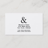 Schwarz-Weiß-Ampersand Chic Moderne Custom Visitenkarte (Rückseite)