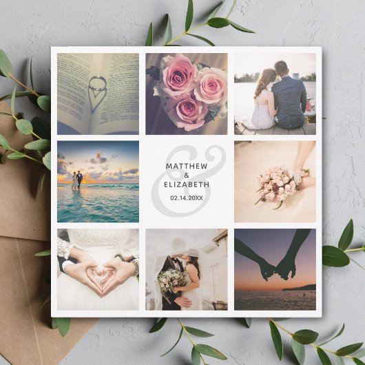 Schwarz-Weiß-Ampersand Foto Collage Hochzeit Save The Date