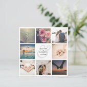 Schwarz-Weiß-Ampersand Foto Collage Hochzeit Save The Date (Stehend Vorderseite)