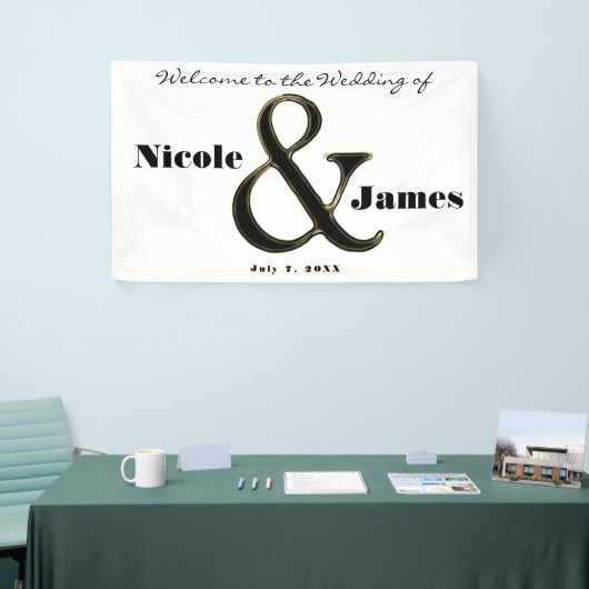 Schwarz-Weiß Ampersand Personalisierte Hochzeit Banner (Messeveranstaltung)