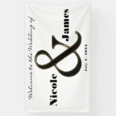 Schwarz-Weiß Ampersand Personalisierte Hochzeit Banner (Vertikal)