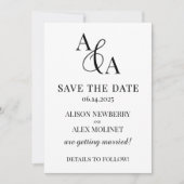 Schwarz-Weiß-Ampersand Save the Date Einladung (Vorderseite)