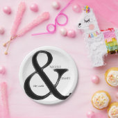 Schwarz-Weiß-Ampersand schicke Hochzeitsempfehlung Pappteller (Party)