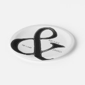 Schwarz-Weiß-Ampersand schicke Hochzeitsempfehlung Pappteller (Schrägansicht)