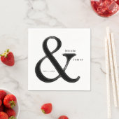 Schwarz-Weiß-Ampersand schicke Hochzeitsempfehlung Serviette (Beispiel)