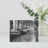 Schwarz-Weiß-Amsterdam-Canal-Foto Postkarte (Stehend Vorderseite)