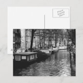 Schwarz-Weiß-Amsterdam-Canal-Foto Postkarte (Vorne/Hinten)