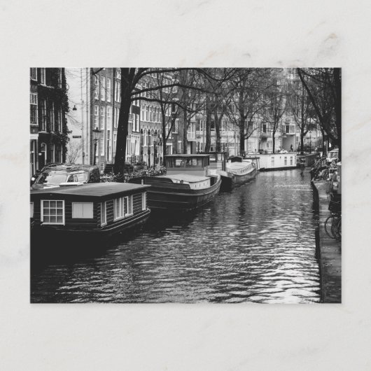 Schwarz-Weiß-Amsterdam-Canal-Foto Postkarte (Vorderseite)