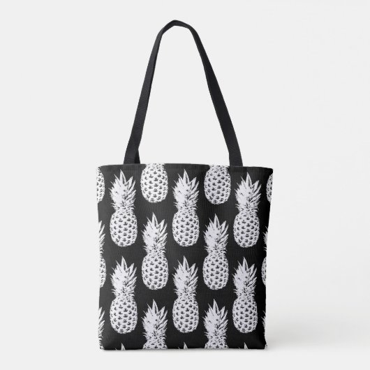 Schwarz-Weiß-Ananas-Fruchtmuster-Totbeutel Tasche (Rückseite)
