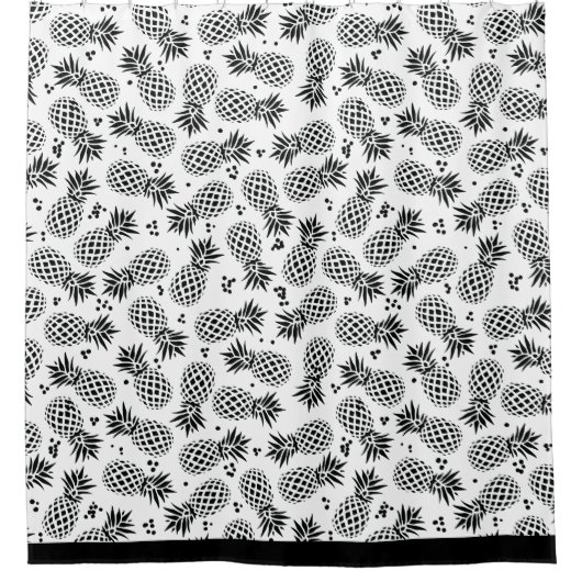 Schwarz-Weiß-Ananas-Muster Duschvorhang (Vorderseite)