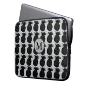 Schwarz-Weiß-Ananas-Muster Laptopschutzhülle (Vorderseite Links)