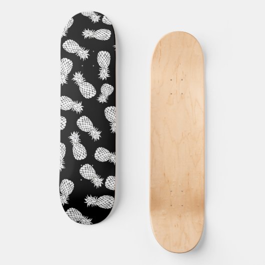 Schwarz-Weiß-Ananas-Muster Skateboard (Vorderseite)