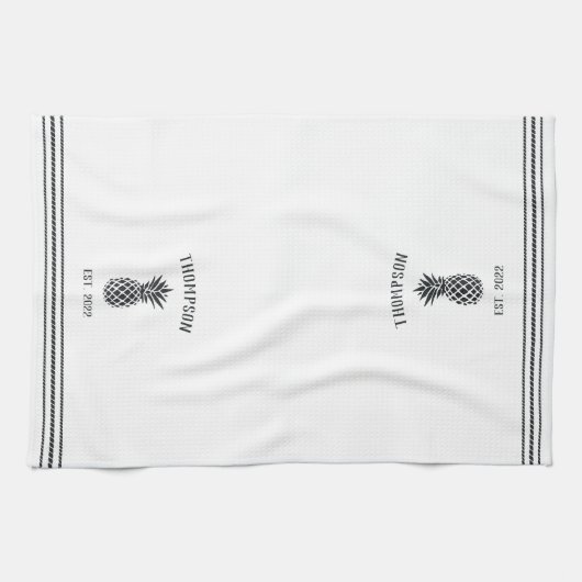 Schwarz-Weiß-Ananas Personalisiert Geschirrtuch (Horizontal)