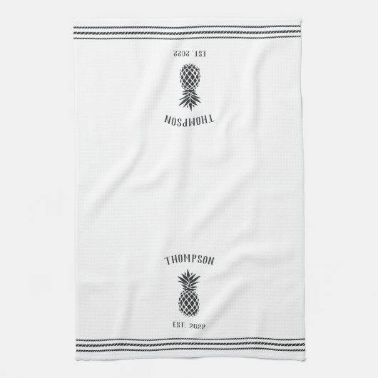 Schwarz-Weiß-Ananas Personalisiert Geschirrtuch (Vertikal)
