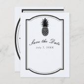 Schwarz-Weiß-Ananas Save the Date Ankündigungspostkarte (Vorne/Hinten)