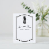 Schwarz-Weiß-Ananas Save the Date Ankündigungspostkarte (Stehend Vorderseite)