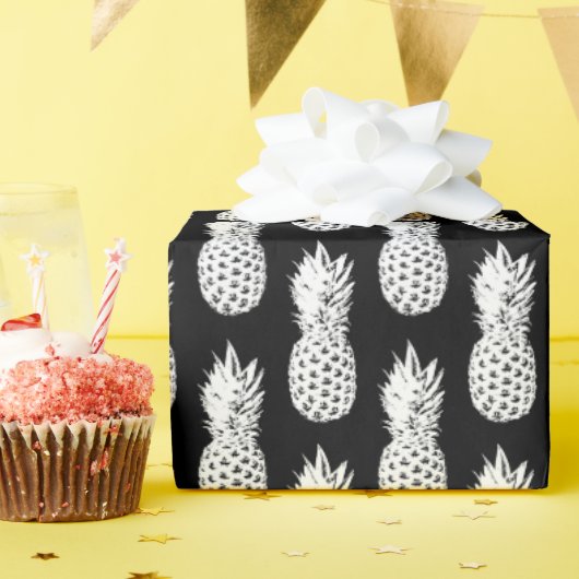 Schwarz-Weiß-Ananas-Verpackungspapier Geschenkpapier (Geburtstagsparty)