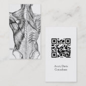 Schwarz-Weiß-Anatomie Art Back Muscles QR Code V2 Visitenkarte (Vorne/Hinten)