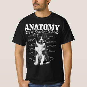 Schwarz-Weiß-Anatomie-Grenz-Hund T-Shirt