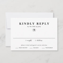 Schwarz-Weiß-Anemone-Blume Hochzeit von Elfenbein RSVP Karte