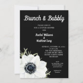 Schwarz-Weiß-Anemonen Paare Polterabend Einladung (Vorderseite)