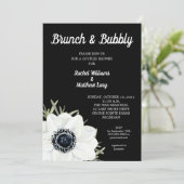 Schwarz-Weiß-Anemonen Paare Polterabend Einladung (Stehend Vorderseite)