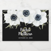 Schwarz-Weiß-Anemonen Wasserfarbe Mini Schaumweinetikett (Einzelnes Label)