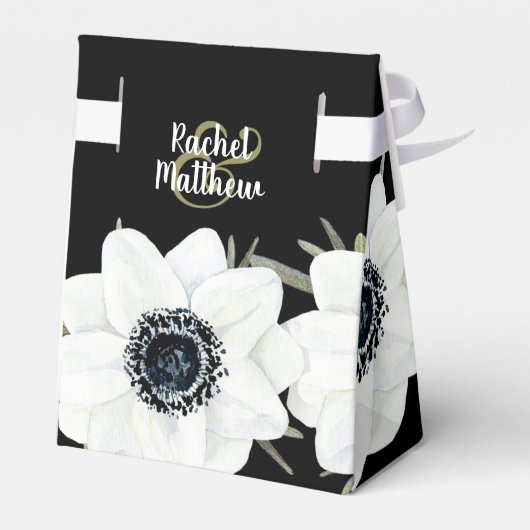 Schwarz-Weiß-Anemonen Wasserfarben Geschenkschachtel (Rückseite)