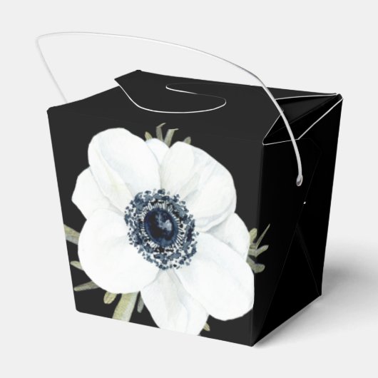 Schwarz-Weiß-Anemonen Wasserfarben Geschenkschachtel (Rückseite)