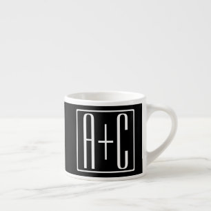 Schwarz & Weiß Anfangsbuchstaben von Paaren Espressotasse