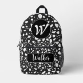 Schwarz/Weiß - Anfangsname und Mit Monogramm Bedruckter Rucksack (Vorderseite)