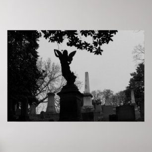 Schwarz-Weiß-Angel-Statue Poster