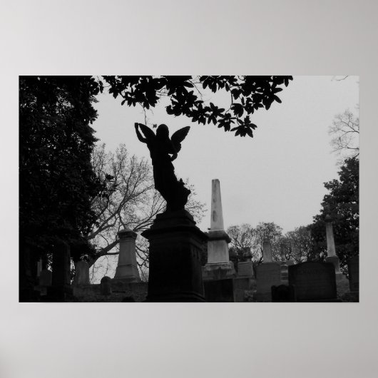 Schwarz-Weiß-Angel-Statue Poster (Vorne)