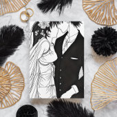 Schwarz-Weiß-Anime-Hochzeit Einladung