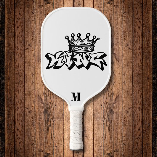 Schwarz-Weiß-Anime-King-Moderne Monogram Pickleball Schläger
