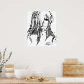 Schwarz-Weiß-Anime Poster (Küche)