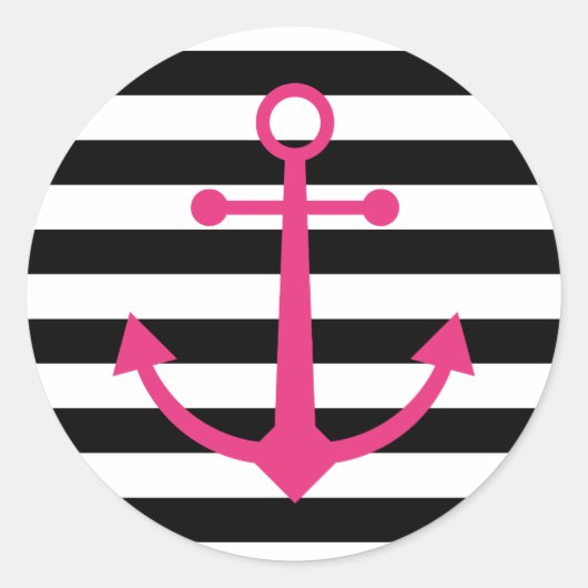Schwarz-Weiß-Ankerkleber Runder Aufkleber (Vorderseite)