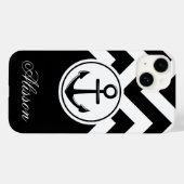 Schwarz-Weiß-Ankermuster Case-Mate iPhone Hülle (Rückseite (Horizontal))