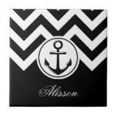 Schwarz-Weiß-Ankermuster Fliese (Vorderseite)
