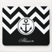 Schwarz-Weiß-Ankermuster Mousepad (Vorne)